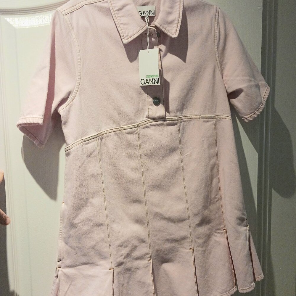 Nwt GANNI dress chalk pink size 42 $495 retail - Picture 8 of 8